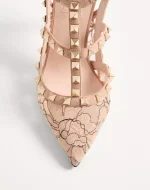 Valentino Rockstud Lace Pump With Straps 100Mm - Image 3